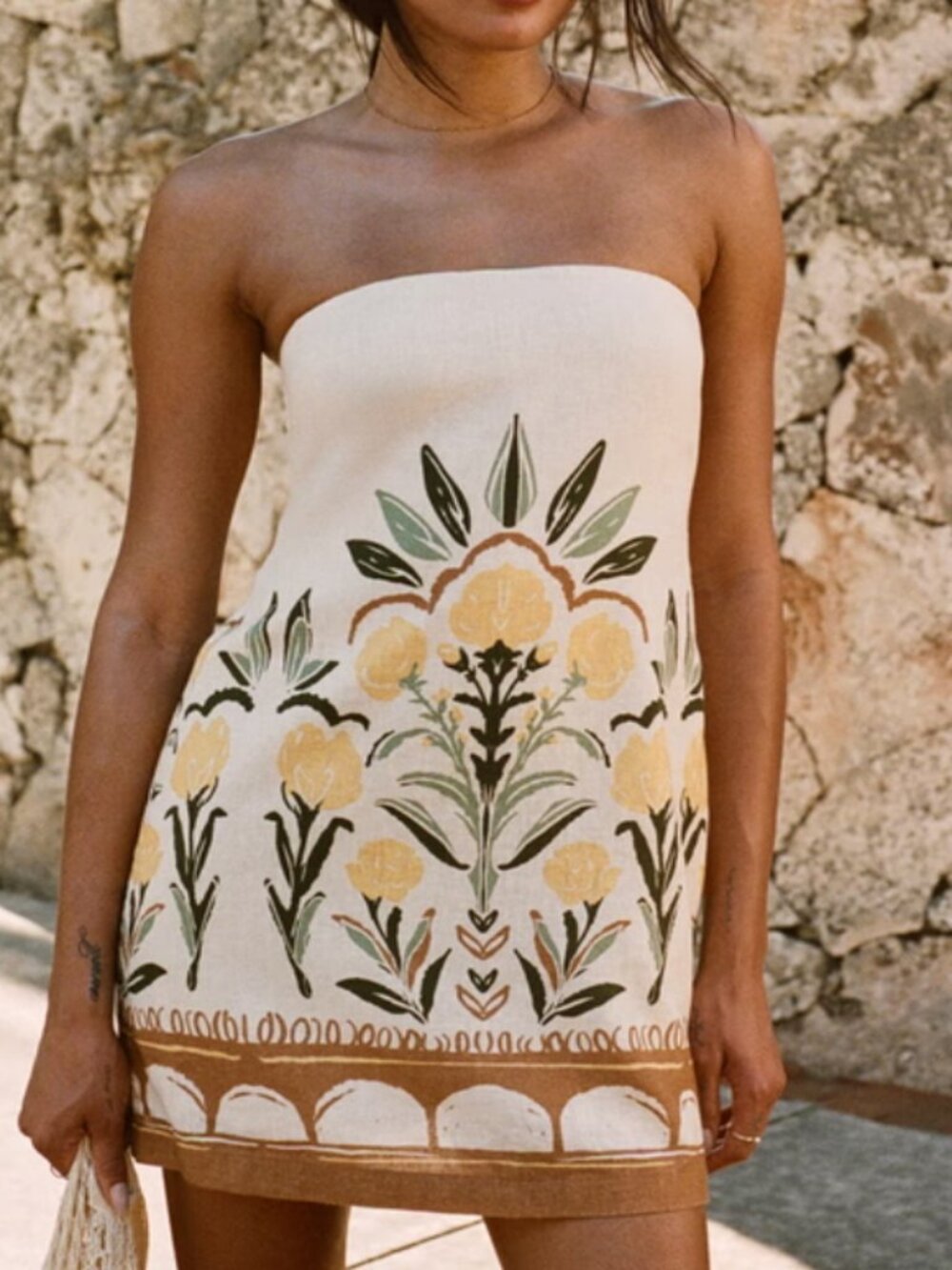 Abercrombie Scarlett Strapless linen blend dress (skort)
